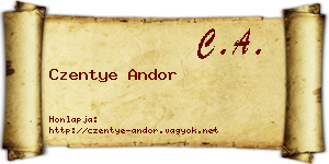 Czentye Andor névjegykártya